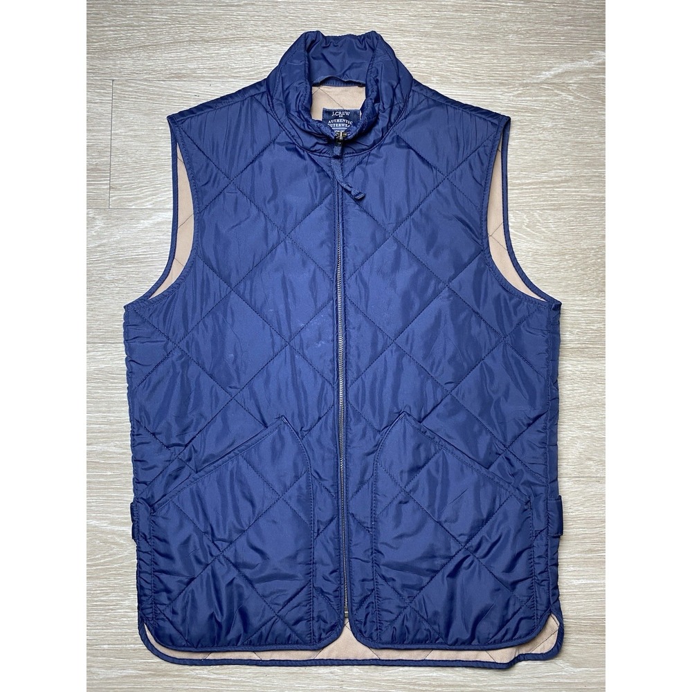 Men's Size X-SMALL  J.CREW Authentic Outerwear Blue Quilted Filled Full Zip Vest